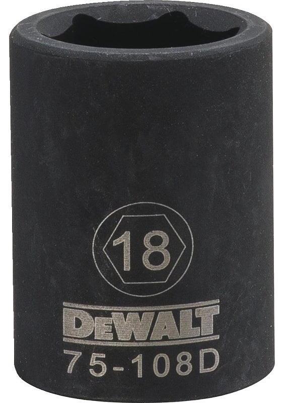 DEWALT DWMT75108OSP Impact Socket, 18 mm Socket, 1/2 in Drive, 6-Point, CR-440 Steel, Black Oxide