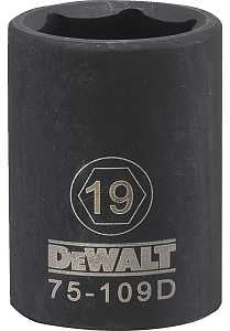 DEWALT DWMT75109OSP Impact Socket, 19 mm Socket, 1/2 in Drive, 6-Point, CR-440 Steel, Black Oxide