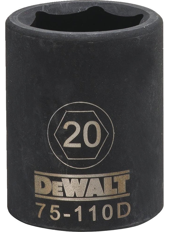 DEWALT DWMT75110OSP Deep Impact Socket, 20 mm Socket, 1/2 in D Socket, 1/2 in Drive, 6-Point, Steel, Black Oxide