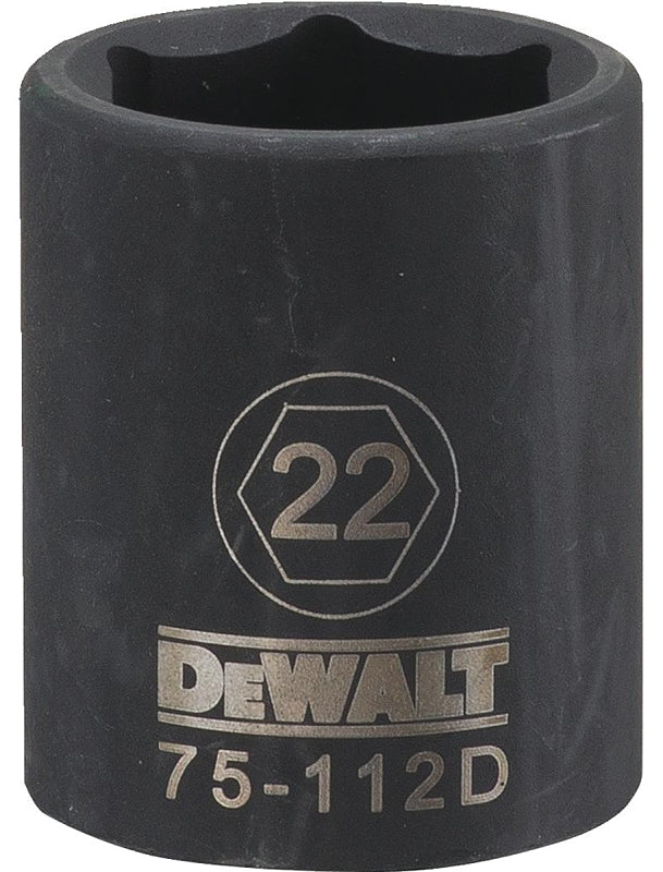 DEWALT DWMT75112OSP Impact Socket, 22 mm Socket, 1/2 in Drive, 6-Point, CR-440 Steel, Black Oxide