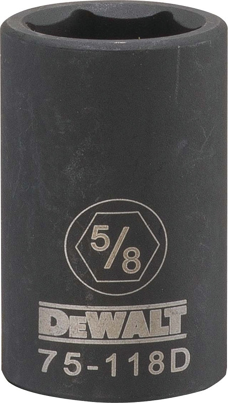 DEWALT DWMT75118OSP Impact Socket, 5/8 in Socket, 1/2 in Drive, 6-Point, CR-440 Steel, Black Oxide