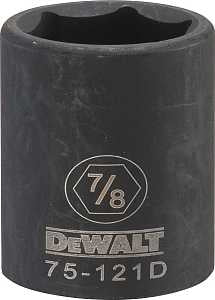 DEWALT DWMT75121OSP Impact Socket, 7/8 in Socket, 1/2 in Drive, 6-Point, CR-440 Steel, Black Oxide