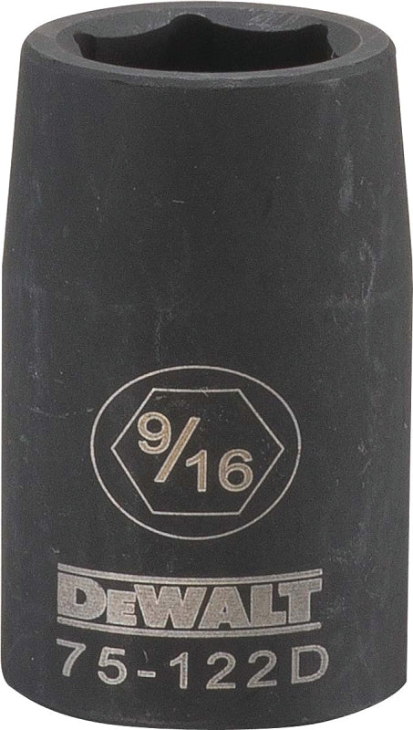 DEWALT DWMT75122OSP Impact Socket, 9/16 in Socket, 1/2 in Drive, 6-Point, CR-440 Steel, Black Oxide