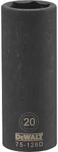 DEWALT DWMT75128OSP Deep Impact Socket, 20 mm Socket, 1-1/32 in D Socket, 1/2 in Drive, 6-Point, Steel, Black Oxide