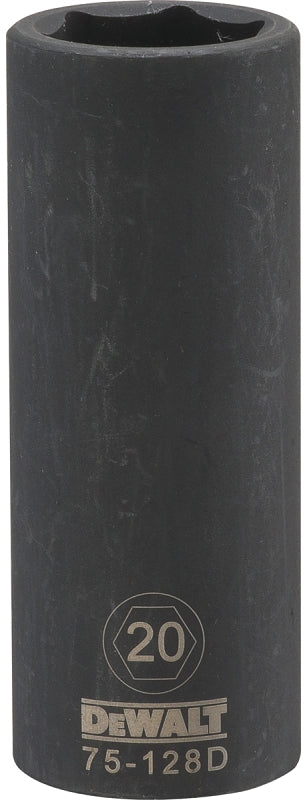 DEWALT DWMT75128OSP Deep Impact Socket, 20 mm Socket, 1-1/32 in D Socket, 1/2 in Drive, 6-Point, Steel, Black Oxide