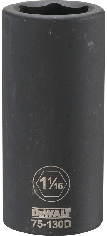 DEWALT DWMT75130OSP Impact Socket, 1-1/16 in Socket, 1-13/32 in D Socket, 3/4 in Drive, 6-Point, CR-440 Steel