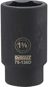 DEWALT DWMT75136OSP Impact Socket, 1-3/8 in Socket, 1-9/16 in D Socket, 3/4 in Drive, 6-Point, CR-440 Steel