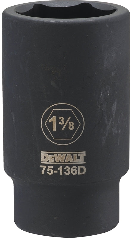 DEWALT DWMT75136OSP Impact Socket, 1-3/8 in Socket, 1-9/16 in D Socket, 3/4 in Drive, 6-Point, CR-440 Steel