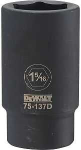 DEWALT DWMT75137OSP Impact Socket, 1-5/16 in Socket, 1-13/32 in D Socket, 3/4 in Drive, 6-Point, CR-440 Steel