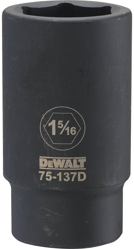 DEWALT DWMT75137OSP Impact Socket, 1-5/16 in Socket, 1-13/32 in D Socket, 3/4 in Drive, 6-Point, CR-440 Steel