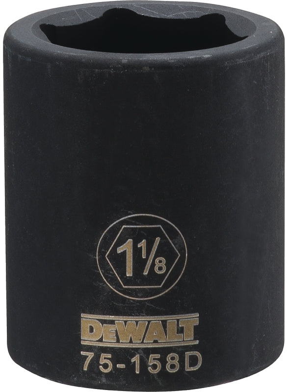 DEWALT DWMT75158OSP Impact Socket, 1-1/8 in Socket, 3/4 in D Socket, 3/4 in Drive, 6-Point, CR-440 Steel, Black Oxide