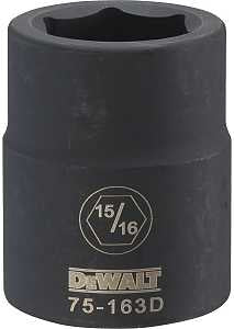 DEWALT DWMT75163OSP Impact Socket, 15/16 in Socket, 23/32 in D Socket, 3/4 in Drive, 6-Point, CR-440 Steel, Black Oxide