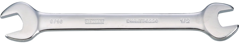 DEWALT DWMT75220OSP Open End Wrench, SAE, 1/2 x 9/16 in Head, 7-3/32 in L, Steel, Polished Chrome