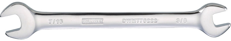 DEWALT DWMT75222OSP Open End Wrench, SAE, 3/8 x 7/16 in Head, 6-5/32 in L, Steel, Polished Chrome