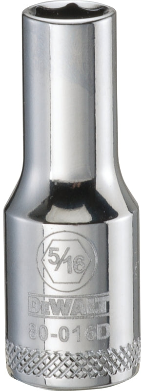 DEWALT DWMT80016OSP Drive Hand Socket, 5/16 in Socket, 3/8 in Drive, 6-Point, Steel, Polished Chrome Vanadium