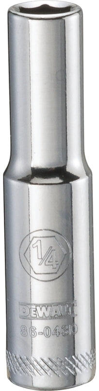 DEWALT DWMT86043OSP Drive Hand Socket, 1/4 in Socket, 1/4 in Drive, 6-Point, Steel, Polished Chrome Vanadium