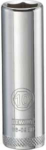 DEWALT DWMT86098OSP Drive Hand Socket, 10 mm Socket, 1/4 in Drive, 6-Point, Steel, Polished Chrome Vanadium