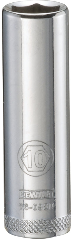 DEWALT DWMT86098OSP Drive Hand Socket, 10 mm Socket, 1/4 in Drive, 6-Point, Steel, Polished Chrome Vanadium
