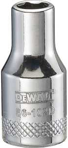 DEWALT DWMT86102OSP Drive Hand Socket, 5 mm Socket, 1/4 in Drive, 6-Point, Steel, Polished Chrome Vanadium
