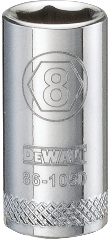 DEWALT DWMT86105OSP Drive Hand Socket, 8 mm Socket, 1/4 in Drive, 6-Point, Steel, Polished Chrome Vanadium