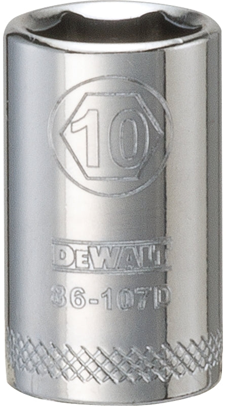 DEWALT DWMT86107OSP Drive Hand Socket, 10 mm Socket, 1/4 in Drive, 6-Point, Steel, Polished Chrome Vanadium