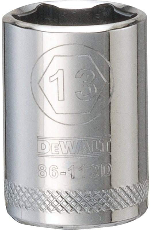 DEWALT DWMT86112OSP Drive Hand Socket, 13 mm Socket, 1/4 in Drive, 6-Point, Steel, Polished Chrome Vanadium