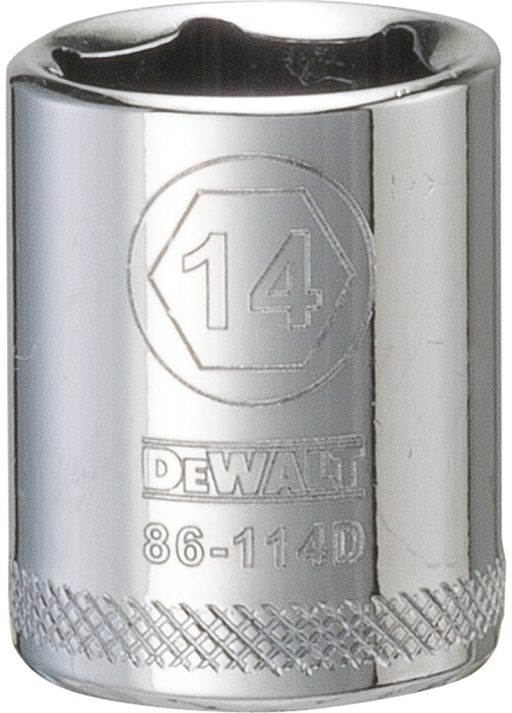 DEWALT DWMT86114OSP Drive Hand Socket, 14 mm Socket, 1/4 in Drive, 6-Point, Steel, Polished Chrome Vanadium