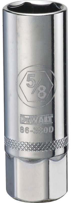 DEWALT DWMT86380OSP Drive Socket, 5/8 in Socket, Spark Plug Socket, 2-17/32 in OAL, 3/8 in Drive, 6-Point