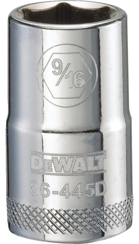 DEWALT DWMT86445OSP Drive Hand Socket, 9/16 in Socket, 1/2 in Drive, 6-Point, Steel, Polished Chrome Vanadium