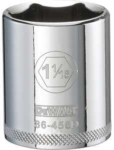 DEWALT DWMT86456OSP Drive Hand Socket, 1-1/16 in Socket, 1/2 in Drive, 6-Point, Steel, Polished Chrome Vanadium