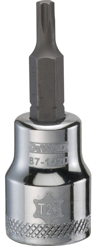 DEWALT DWMT87142OSP Torx Bit Socket, T20 Tip, 3/8 in Drive, Polished Chrome