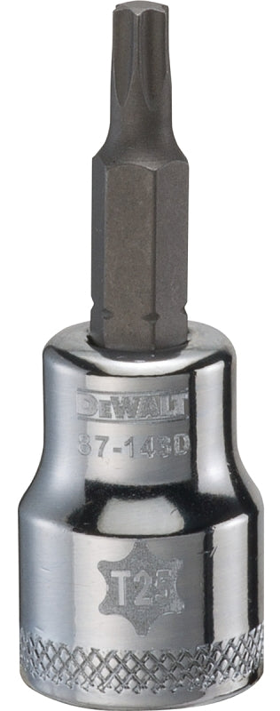 DEWALT DWMT87143OSP Torx Bit Socket, T25 Tip, 3/8 in Drive, Polished Chrome
