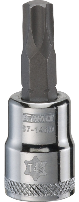 DEWALT DWMT87146OSP Torx Bit Socket, T45 Tip, 3/8 in Drive, Polished Chrome