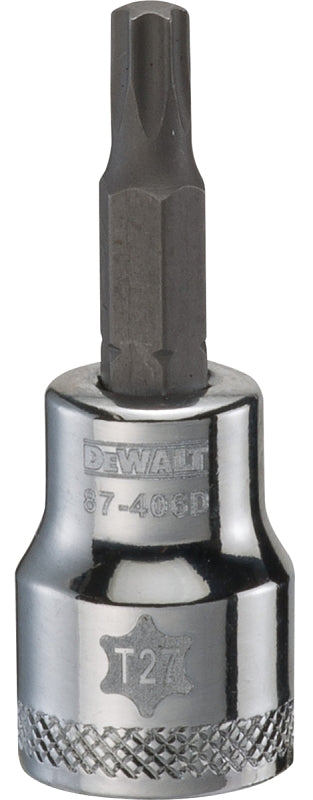 DEWALT DWMT87406OSP Torx Bit Socket, T27 Tip, 3/8 in Drive, Polished Chrome
