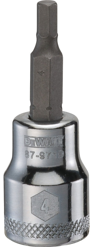 DEWALT DWMT87971OSP Fractional Hex Bit Socket, 4 mm Tip, 3/8 in Drive, Polished Chrome, 1-31/32 in OAL
