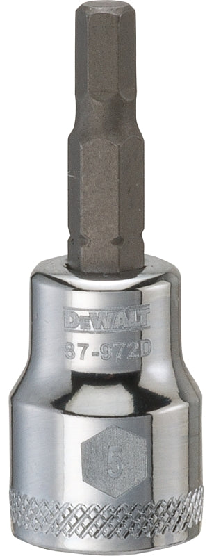 DEWALT DWMT87972OSP Fractional Hex Bit Socket, 5 mm Tip, 3/8 in Drive, Polished Chrome, 1-31/32 in OAL