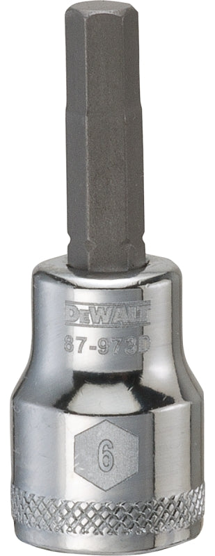 DEWALT DWMT87973OSP Fractional Hex Bit Socket, 6 mm Tip, 3/8 in Drive, Polished Chrome, 1-31/32 in OAL