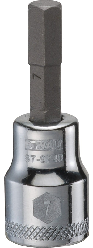 DEWALT DWMT87974OSP Fractional Hex Bit Socket, 7 mm Tip, 3/8 in Drive, Polished Chrome, 1-31/32 in OAL