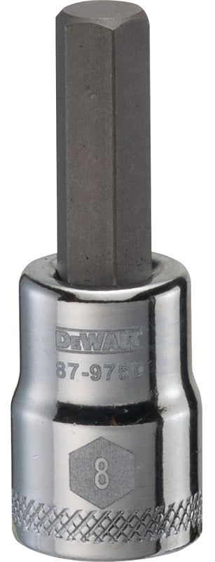 DEWALT DWMT87975OSP Fractional Hex Bit Socket, 8 mm Tip, 3/8 in Drive, Polished Chrome, 1-31/32 in OAL