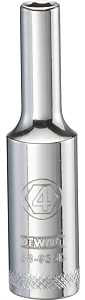 DEWALT DWMT88935OSP Drive Hand Socket, 4 mm Socket, 1/4 in Drive, 6-Point, Steel, Polished Chrome Vanadium