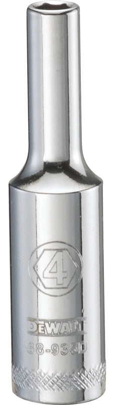 DEWALT DWMT88935OSP Drive Hand Socket, 4 mm Socket, 1/4 in Drive, 6-Point, Steel, Polished Chrome Vanadium
