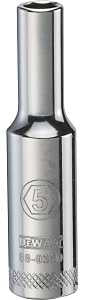 DEWALT DWMT88936OSP Drive Hand Socket, 5 mm Socket, 1/4 in Drive, 6-Point, Steel, Polished Chrome Vanadium
