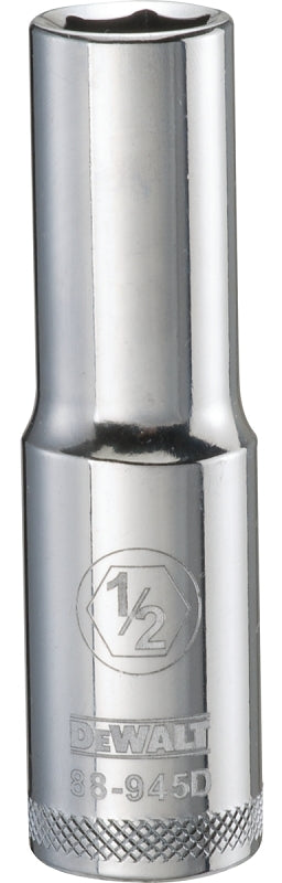 DEWALT DWMT88945OSP Drive Hand Socket, 1/2 in Socket, 1/2 in Drive, 6-Point, Steel, Polished Chrome Vanadium