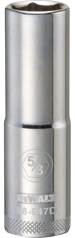 DEWALT DWMT88947OSP Drive Hand Socket, 5/8 in Socket, 1/2 in Drive, 6-Point, Steel, Polished Chrome Vanadium