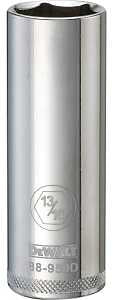 DEWALT DWMT88950OSP Drive Hand Socket, 13/16 in Socket, 1/2 in Drive, 6-Point, Steel, Polished Chrome Vanadium