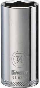 DEWALT DWMT88971OSP Drive Hand Socket, 7/8 in Socket, 3/8 in Drive, 6-Point, Steel, Polished Chrome Vanadium
