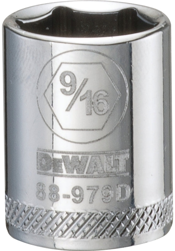 DEWALT DWMT88979OSP Drive Hand Socket, 9/16 in Socket, 3/8 in Drive, 6-Point, Steel, Polished Chrome Vanadium