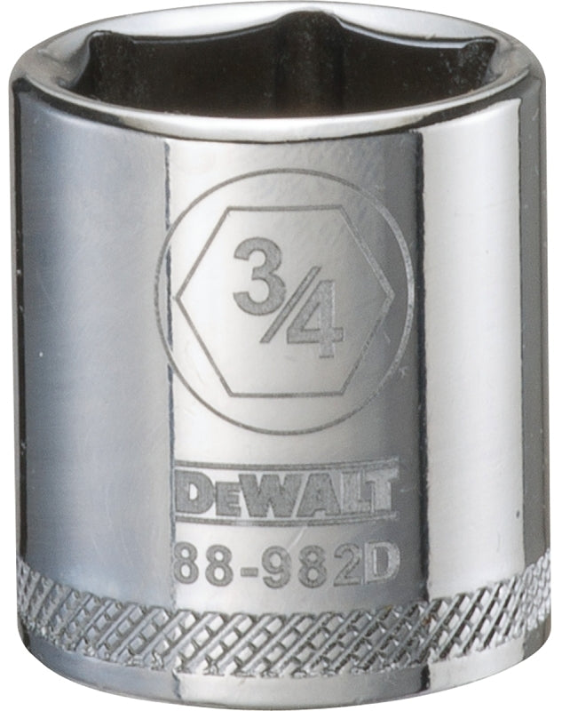 DEWALT DWMT88982OSP Drive Hand Socket, 3/4 in Socket, 3/8 in Drive, 6-Point, Steel, Polished Chrome Vanadium