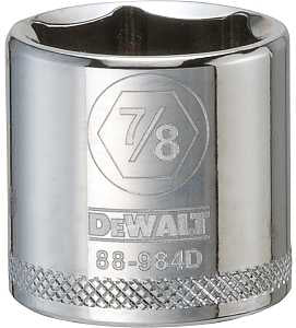 DEWALT DWMT88984OSP Drive Hand Socket, 7/8 in Socket, 3/8 in Drive, 6-Point, Steel, Polished Chrome Vanadium