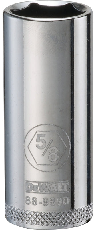 DEWALT DWMT88989OSP Drive Socket, 5/8 in Socket, Deep Socket, 2-3/32 in OAL, 3/8 in Drive, 6-Point, Vanadium Steel
